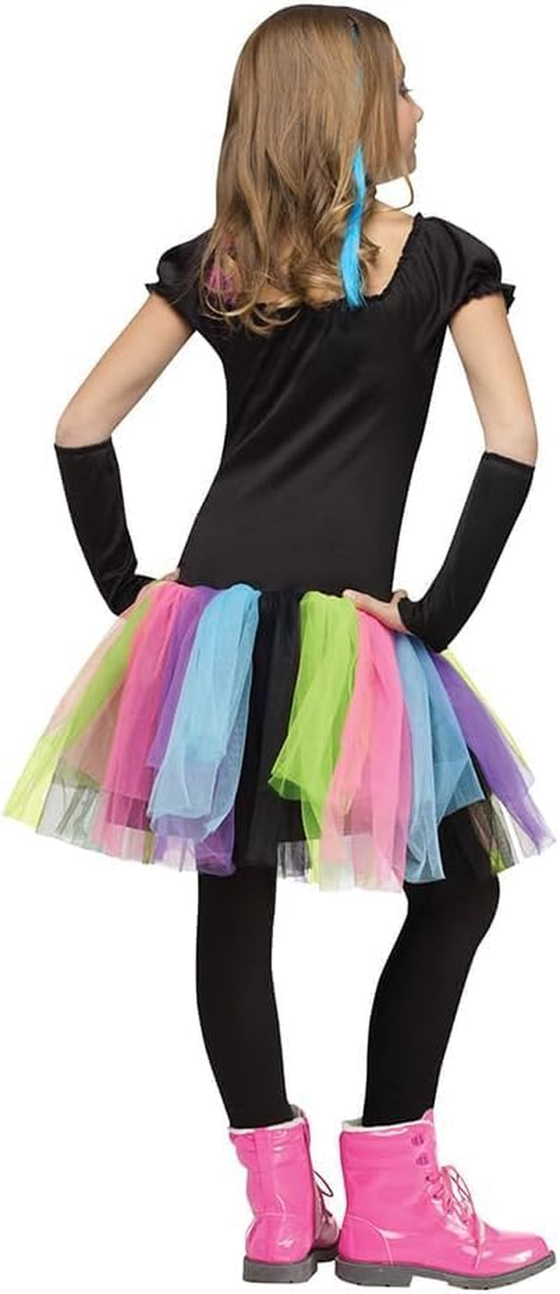 Girls Skeleton Costume, Glow in the Dark, Punk Bones Halloween Tutu Dress for Kids Halloween Party Dress Up