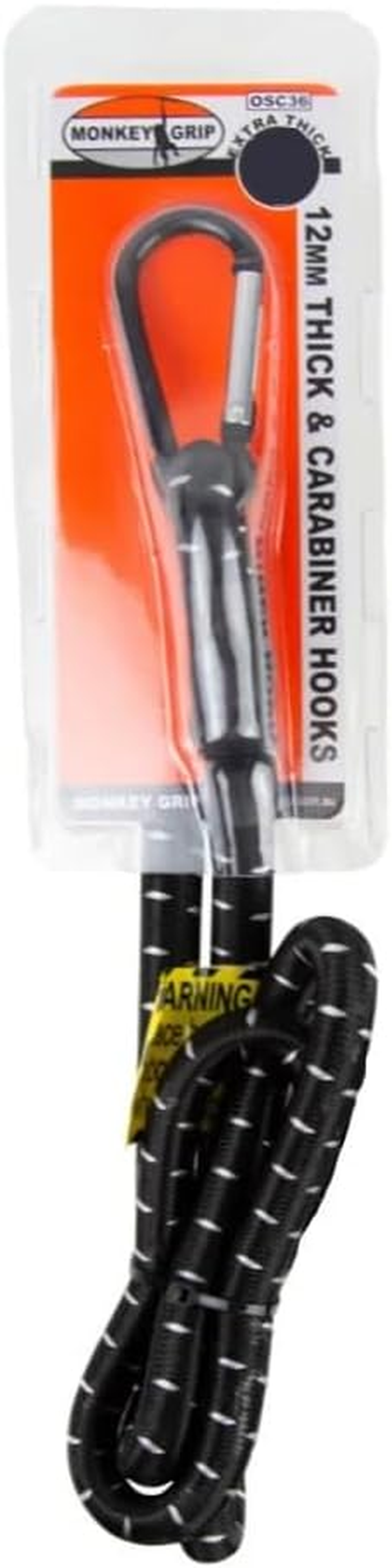 Monkey Grip Heavy Duty Octopus Strap with Carabiner Hooks, Black/White, 12 Mm Thickness X 30 Inch Length image number 1