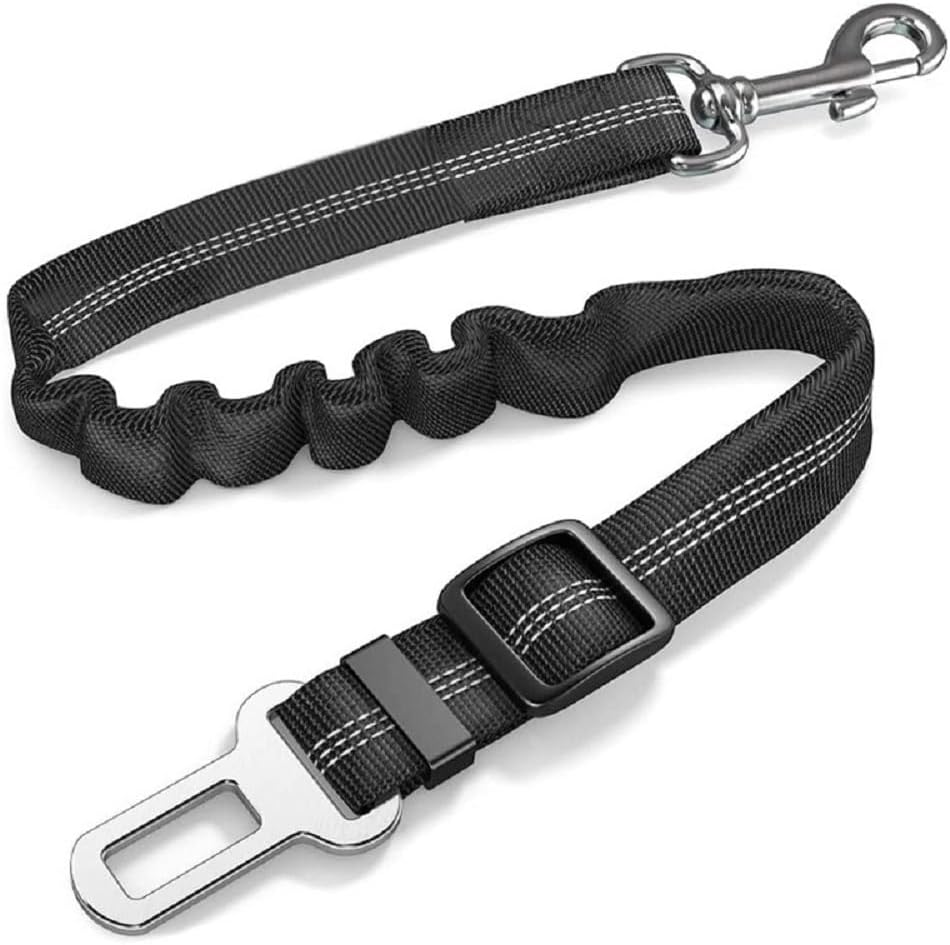 Dog Seat Belts for Cars of Medium/Large Dogs, Adjustable Pet Seat Belt for Dog Harness with Dual Safe Bolt Hook and Elastic Durable Nylon Dog Safety Belt for Car (Black, 2 Pcs) image number 2