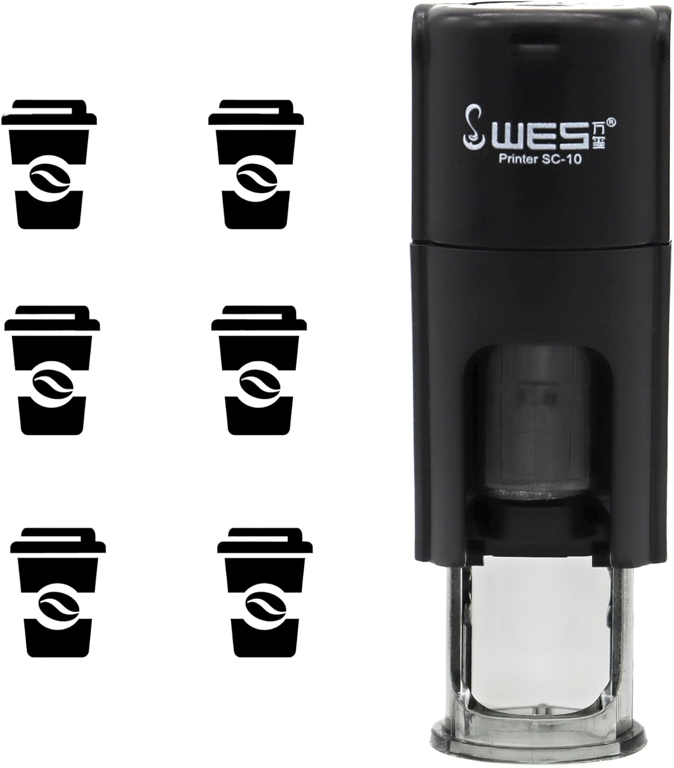 COMBICRAFT Self Inking Coffee Take Away Cup Stamp Black Ink 10Mm Diameter Loyalty Stamp Arts Craft Stamp image number 6