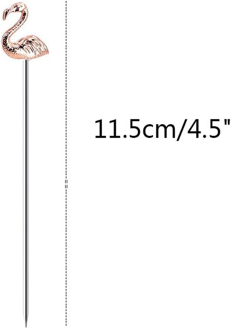 Flamingo Martini Cocktail Picks Reusable Olive Picks Garnish Skewer Fruit Toothpicks Pack of 8 (Rose Gold Flamingo) image number 1
