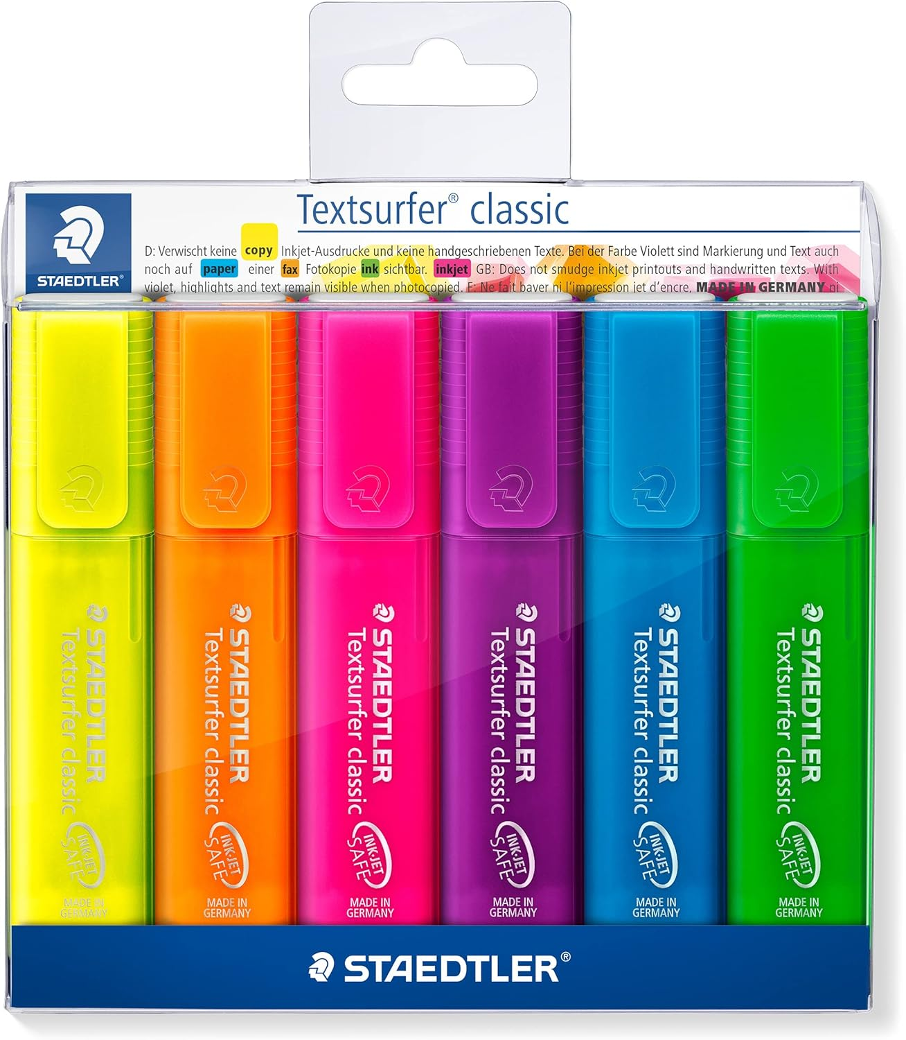 Staedtler Inkjet Safe Highlighter Textsurfer Classic, Assorted, Wallet of 6, (364 P WP6)