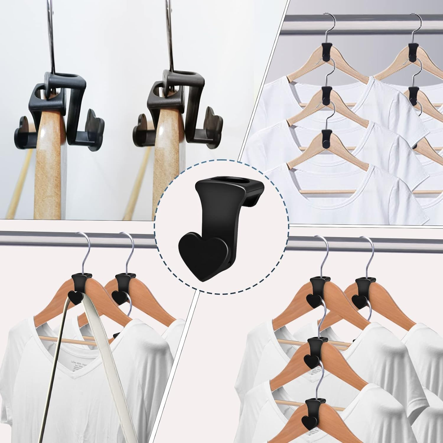 20 Pcs Space Saving Heart Hanger Connector Hooks Space Hanger Hook for Heavy Duty Clothes Hanger Connector, Cascading Hanger Closet Organizer Fits All Hangers image number 2