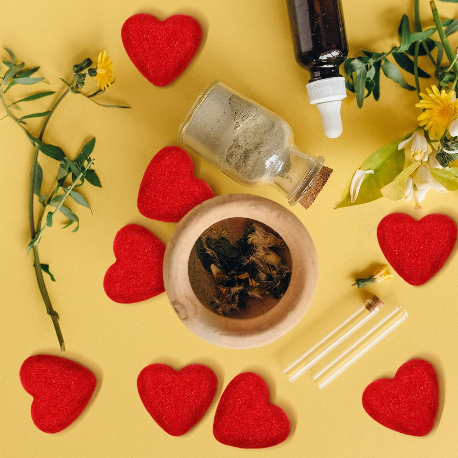 Tegeme 24 Pieces 30 Mm Valentine'S Day Wool Felt Balls Garland Heart Shape Banner Small Wool Balls Handmade DIY Felted Fabric Red Pom Poms Wool Felt Garland Crafts for Valentine'S Day Home Decor image number 4