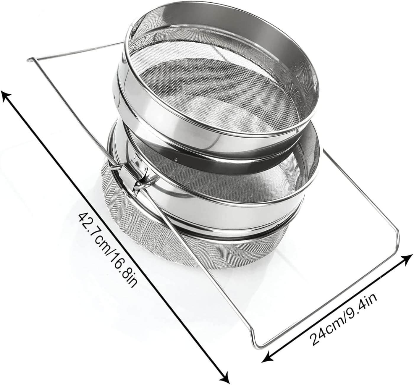 Stainless Steel Honey Filter Double Mesh Beekeeping Equipment Tool, Double Sieve Honey Fragment Filter image number 1
