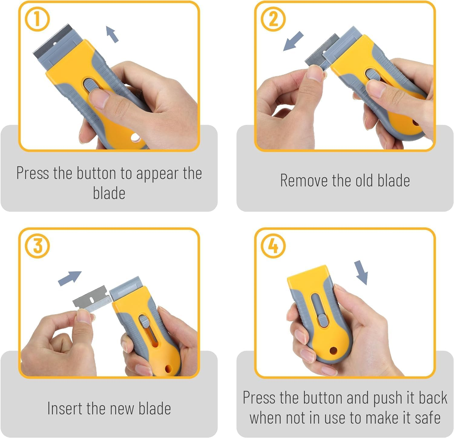 Razor Scraper,4 Inch Scraper Tool with 10 Spare Metal Blades,Razor Scraper Remover for Cleaning Windows, Glass,Tile, Floors,Stove Tops from Paint,Caulk,Adhesives,Labels,Decals,Stickers image number 2