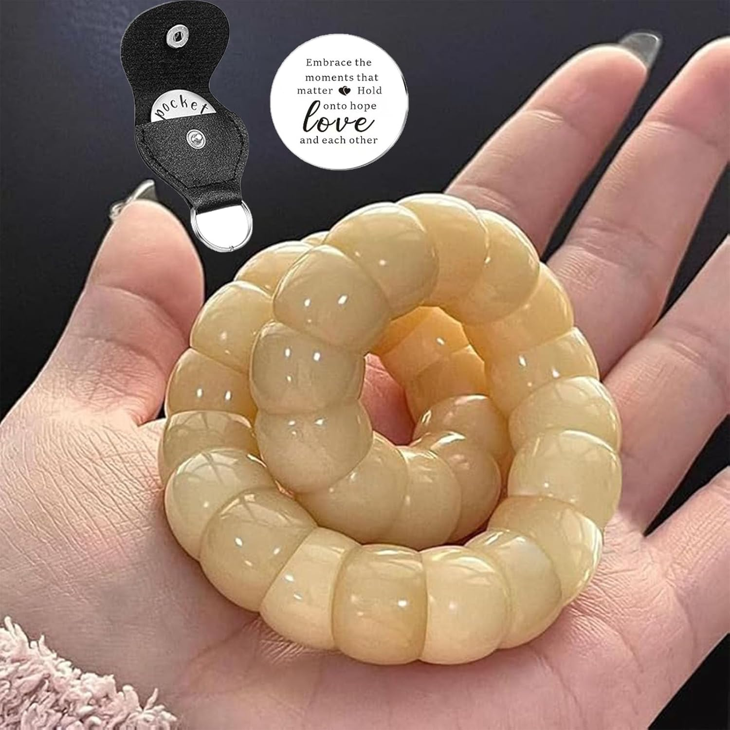 Natural Bodhi Beads Bracelet for Anxiety Relief, Bodhi Seeds Beaded Bracelets, Protection Healing Anti-Anxiety Stress Reduction Jewelry image number 4