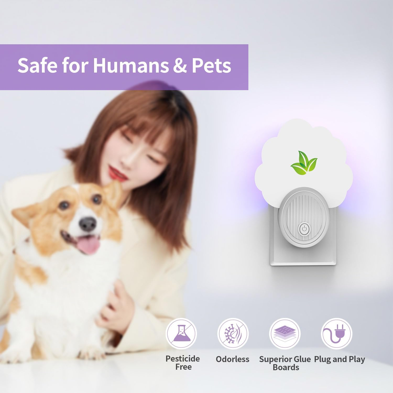 2Pcs Indoor Plug in Mosquito Killer,12Pcs Adhesive Cards,Electric Mosquito Fly Zapper,Plug-In Mosquito Killer, Flying Insect Trap for Flies,Bug Zappers Indoor Suitable for Every Part of Home image number 3