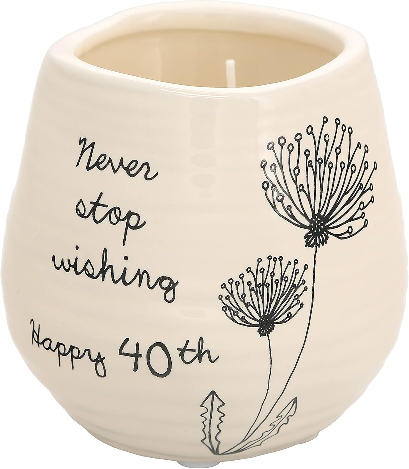 Pavilion Gift Company Never Stop Wishing Happy 40Th Birthday - 8 Oz Soy Wax Candle with Wick in a Yellow Ceramic Vessel 8 Oz-100 Scent: Serenity, 3.5 Inch Tall image number 3