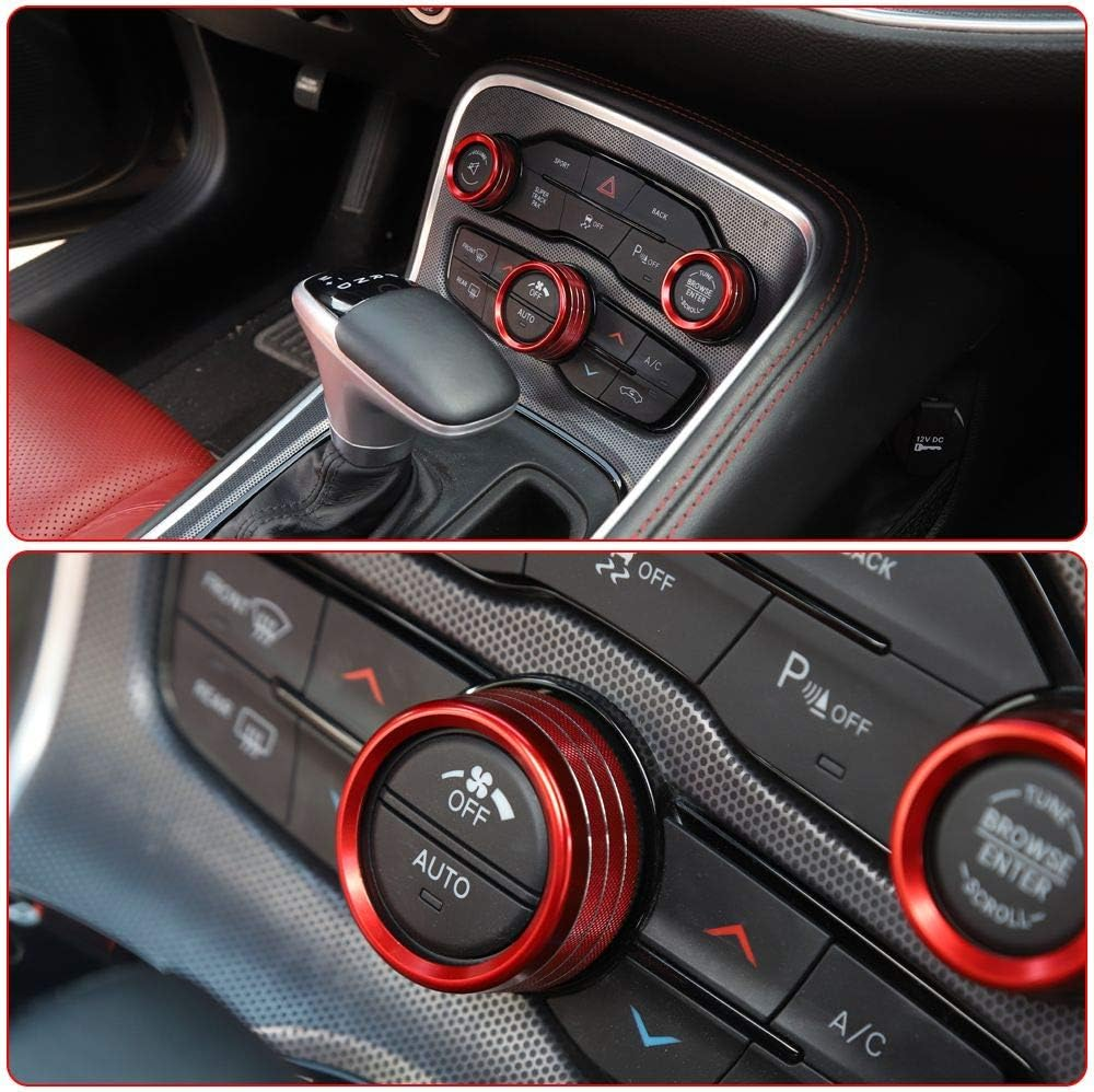 Voodonala Air Conditioner Switch CD Button Knob for Dodge Challenger 2015-2024 Charger Chrysler 300 300S 2015-2019, for Ram 2013-2018 (Aluminum Alloy Red) - Blue image number 6