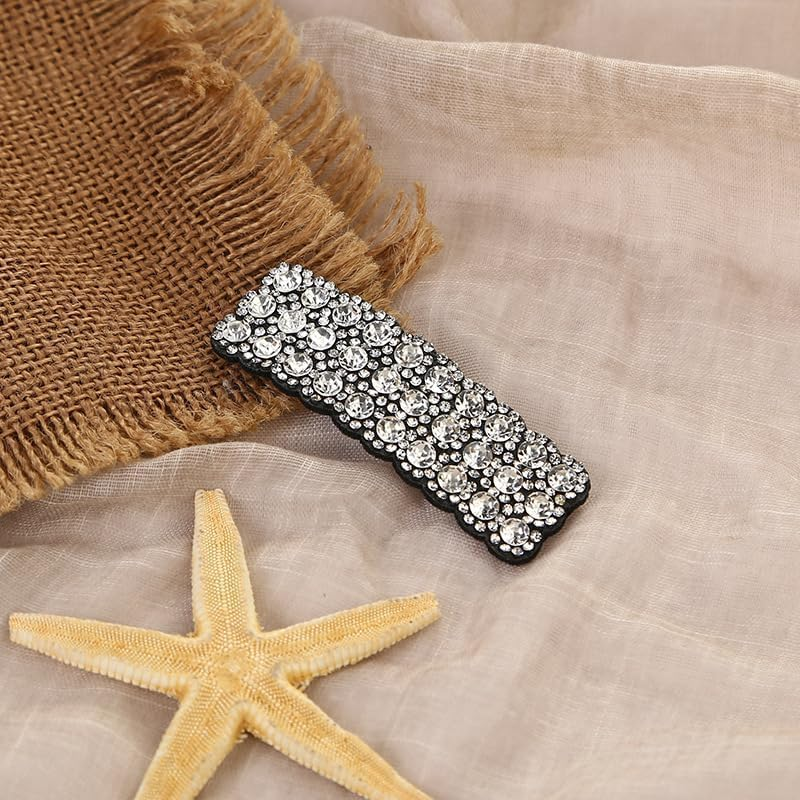 4 Pieces Black Women Hair Clips with Rhinestones Shiny Rectangle Korean Hair Clips Hair Accessories for Party Wedding Daily Girls Hair Accessories Clips and Hair Clips Accessories image number 3