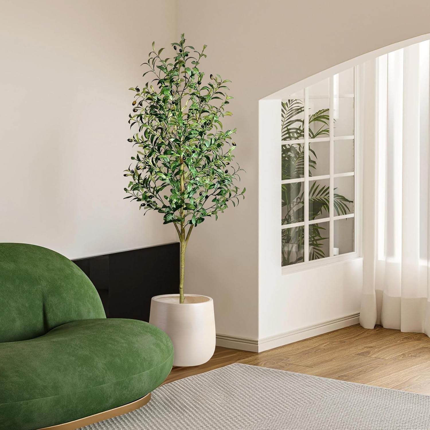 Artificial Olive Tree, 150Cm Faux Plant in Pot, Lifelike Silk Leaves with Black Planter for Indoor Decor image number 6