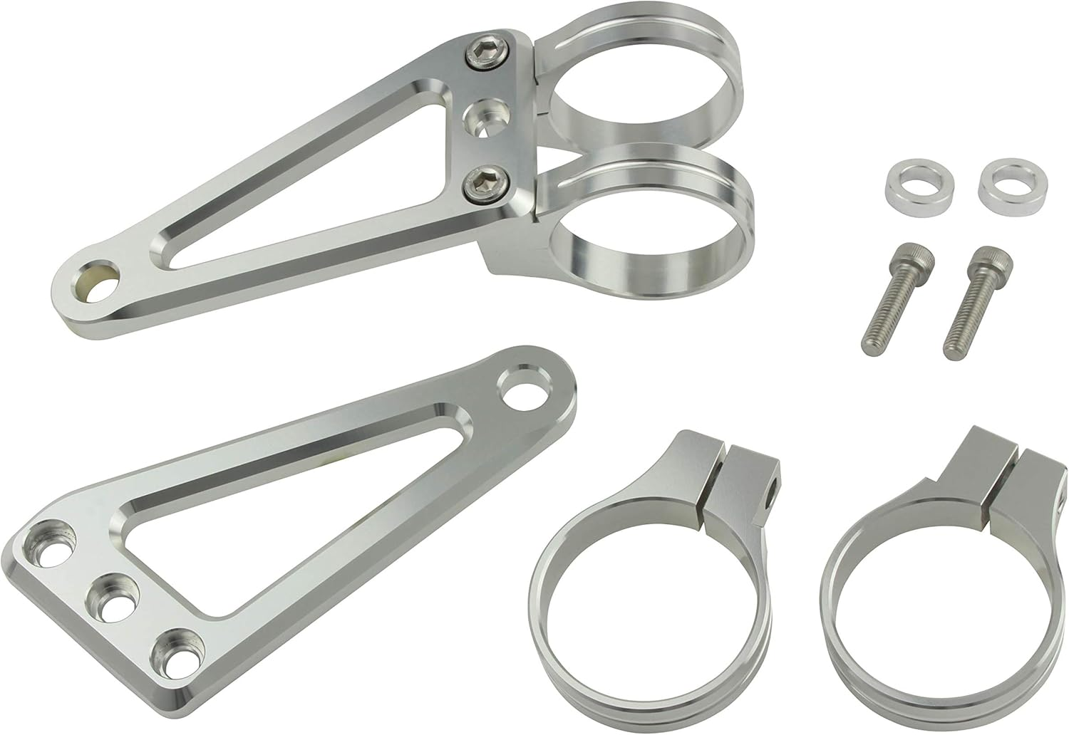 POSH 032049-06 Motorcycle Accessories Machined Horizon Long Headlight Stay, 2 Circle Clamp Type, Fork Diameter 1.7 Inches (43 Mm), Black