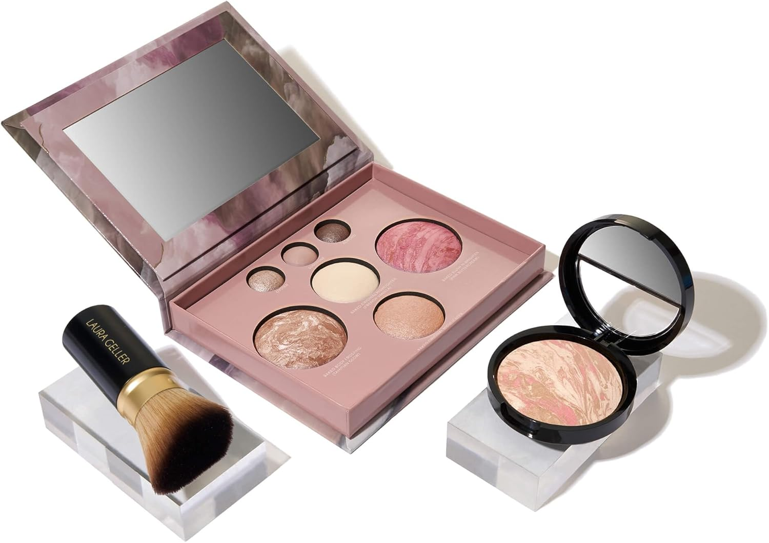 LAURA GELLER NEW YORK Baked Starter Kit: Deep - Best of the Best Full Face Palette + Baked Balance-N-Brighten Powder Foundation + Retractable Angled Kabuki Brush Set
