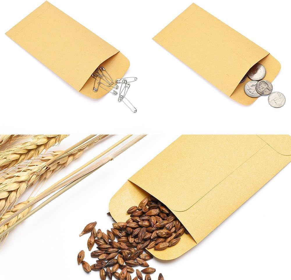 Kraft Paper Coin Envelopes, Self-Adhesive, 100 Pack, Small Size for Seeds and Stamps image number 1