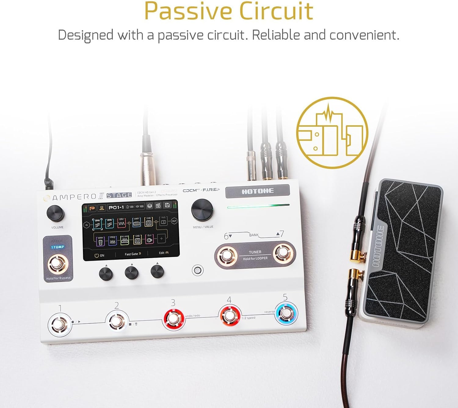 HOTONE 2 in 1 Passive Expression Footswitch EXP Pedal Ampero II Press - Ampero Press 2 In 1 image number 4