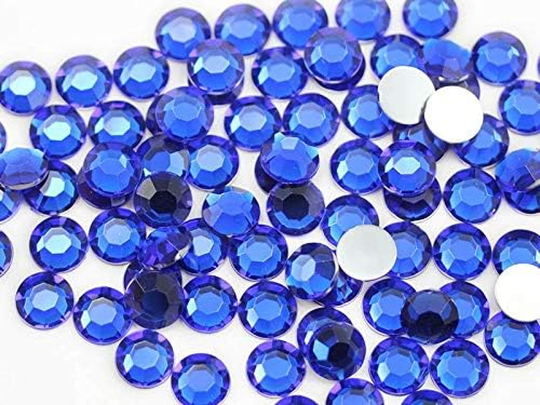 10Mm SS46 Blue Self Adhesive Acrylic Rhinestones Plastic Face Gems Stick on Body Jewels for DIY Cards and Invitations Crafts Bling Sticker - 5 Sheets - 250PCS