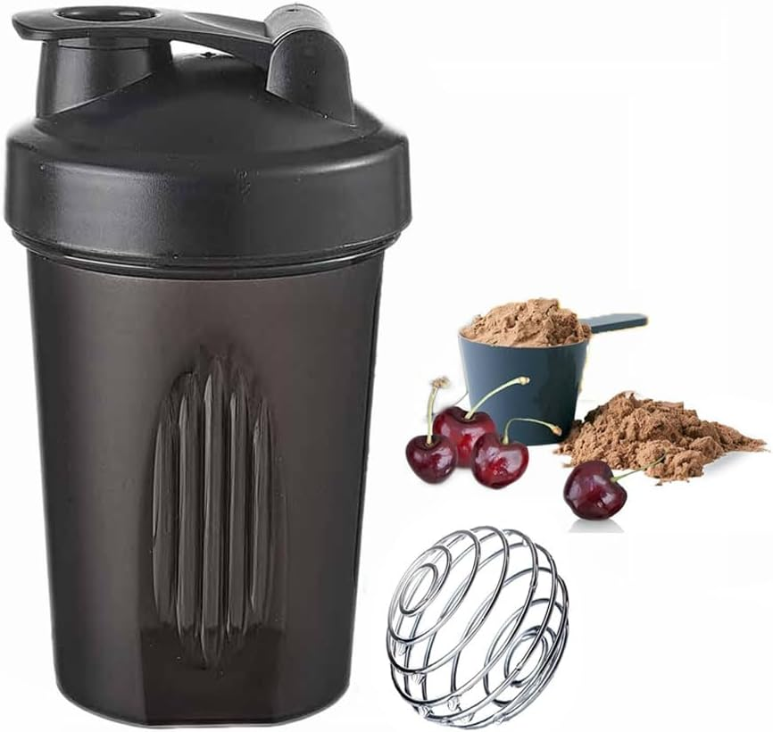 Protein Shaker Bottle - Shaker with Stainless Steel Mixing Ball, BPA - and Dehp-Free, Leakproof Flip on Lid - Perfect for Mixing Powdered Supplement Shakes - 400Ml (Pink)