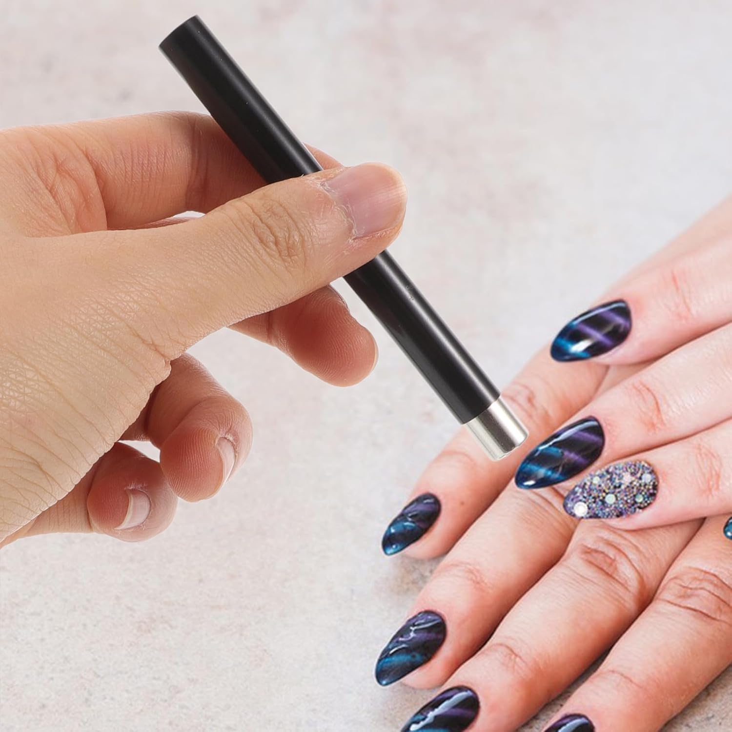 TINEASUR Professional Cat Eye Magnetic Nail Wand Effect Tool for DIY and Salon Use Black Chic Fairy Design Essential for Creative Nail Art Patterns image number 1