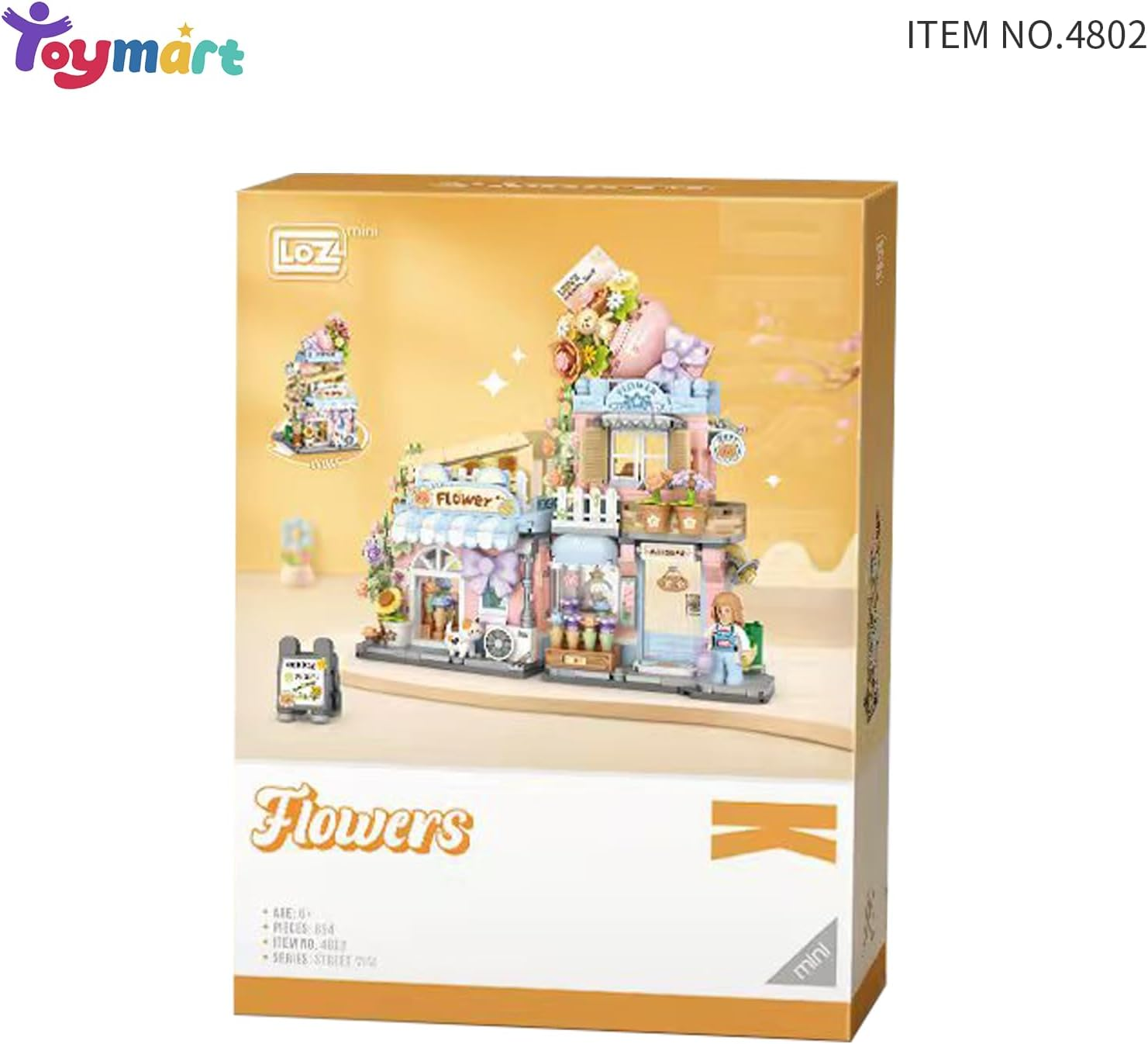 Toymart Mini Flower Shop Building Set &ndash; 854 Pieces DIY Street View Kit, Pastel Floral Block House with Figures, Creative Display Gift Collectible Mini Blocks image number 2