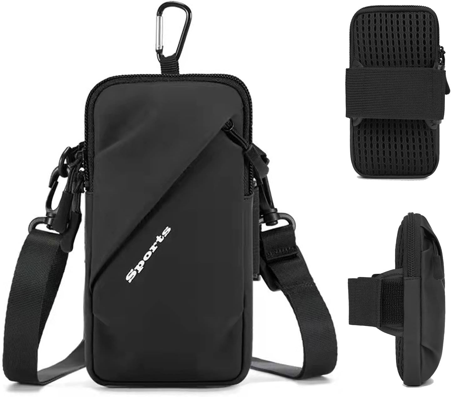 Phone Holder Arm Bands, Small Crossbody Shoulder Holsters Bag with Arm Band, Fits Iphone and All Cell Phones, Use for Running, Walking, Hiking & Biking (Plus Size Army Green)