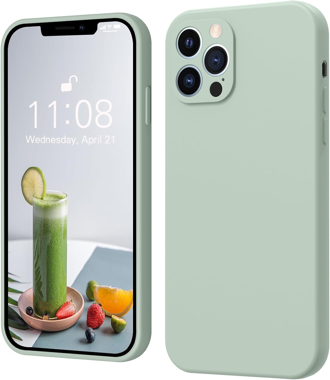 Silicone Case for Iphone 12 Pro, Ultra Thin Slim with Microfibre, Scratch-Resistant All-Round Protection Case, Light Green - Coffee image number 7