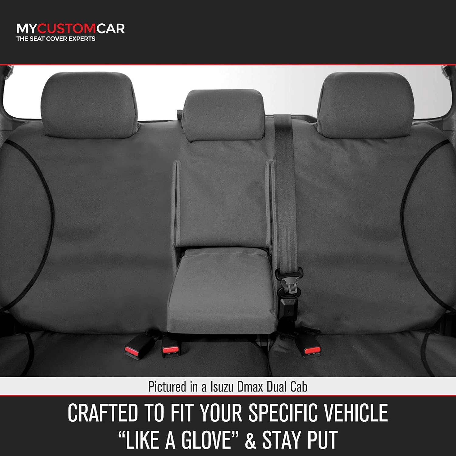 For Toyota Landcruiser SUV 1998-2007 TRADIES Grey Canvas Rear (Row 2) Seat Cover image number 2