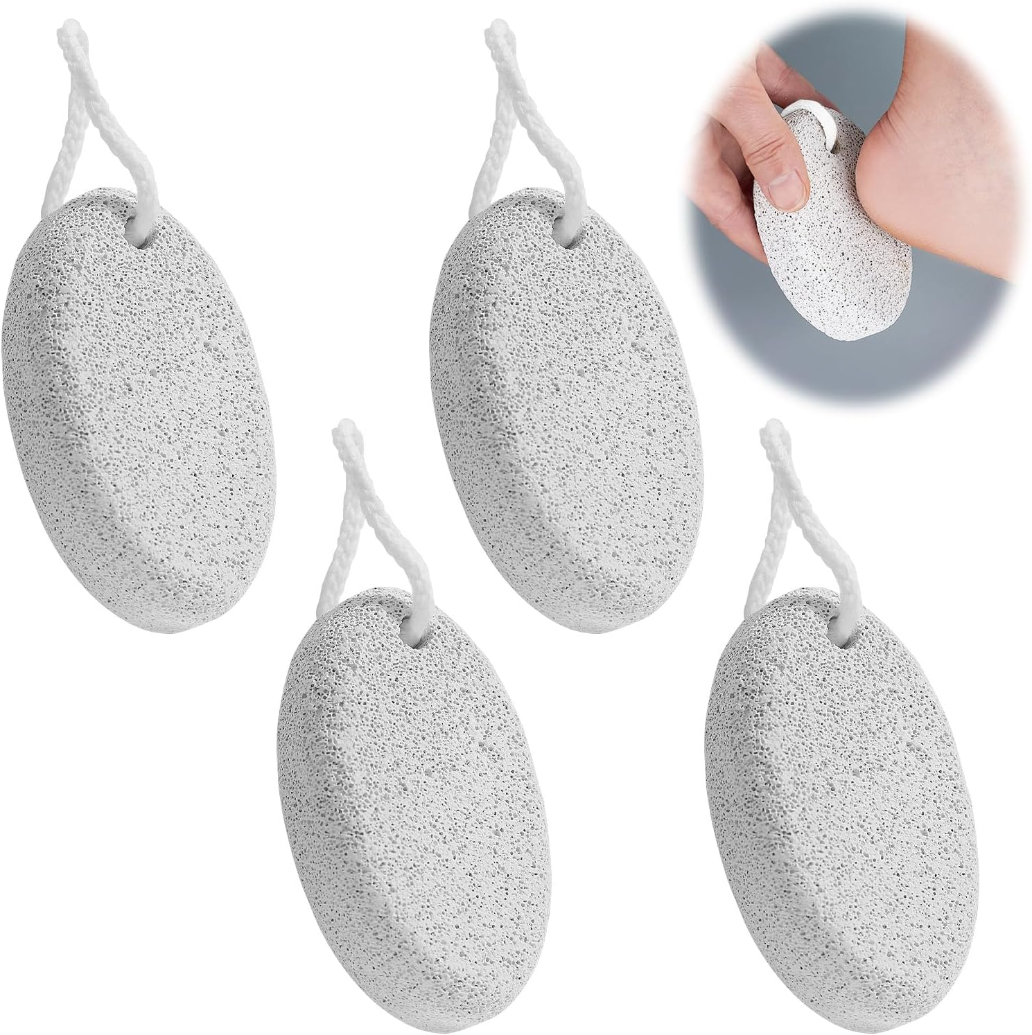 Shingidea 4 Pcs Natural Lava Pumice Stone for Feet Callus Remover, 9X6X2.6Cm Grey Exfoliating Foot File and Pedicure Tools, Hard Skin Dead Removal Professional Care Home Spa Treatment image number 3