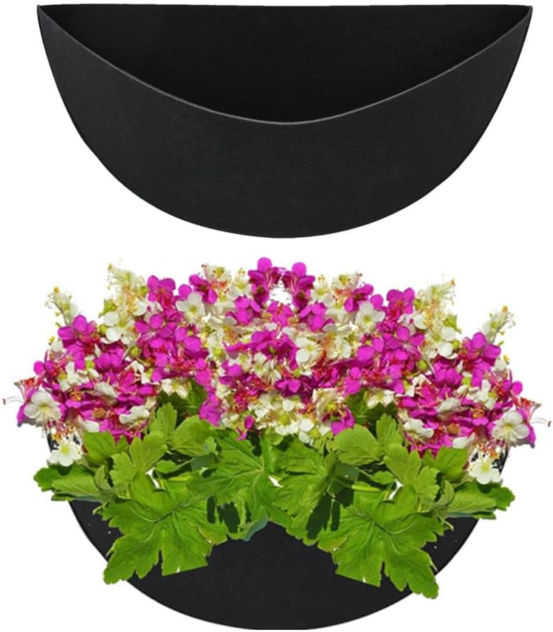 Naisfei 3 Pcs 16 Inch Half round Planter Liner Felt Wall Hanging Basket Flower Pot Liner, Fiber Replacement Liners Plant Basket Accessories for Wall Mounted Planter Garden Fence Flower Window Basket image number 1