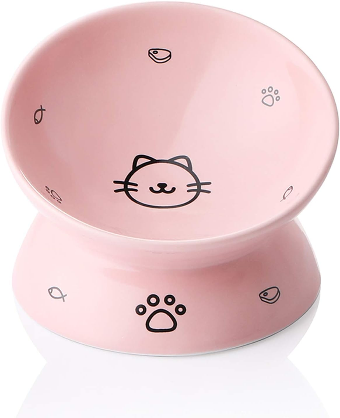 Sweejar Ceramic Raised Cat Bowls, Slanted Cat Dish Food or Water Bowls, Elevated Porcelain Pet Feeder Bowl Protect Cat'S Spine, Stress Free, Backflow Prevention (White)