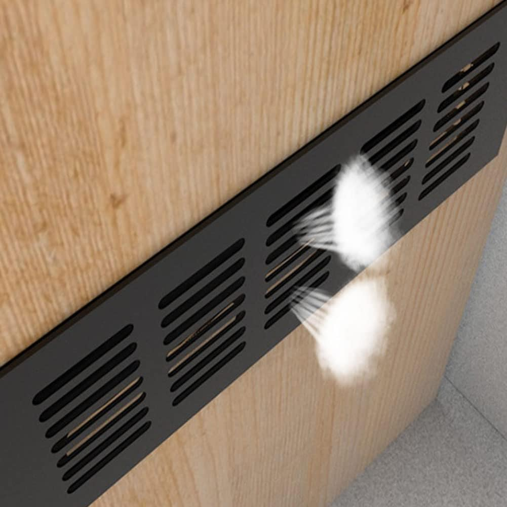 2 Pcs Black Air Vent Grille Cover 600Mm X 80Mm Aluminum Alloy Kitchen Air Vent Cover Cupboard Vents 24 X 3 Inch Fridge Vent Louvred Wall Vent Grille Ventilation Cover image number 5