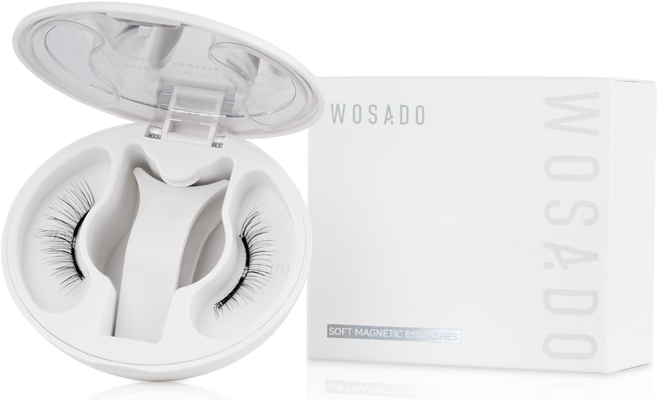 WOSADO Soft Magnetic Eyelashes Kit with Applicator, [No.17 Ice Black] Reusable Glue-Free Wispy Magnetic Lashes, Cruelty-Free False Lashes, Waterproof, Lightweight, Suit for Heavy Makeup