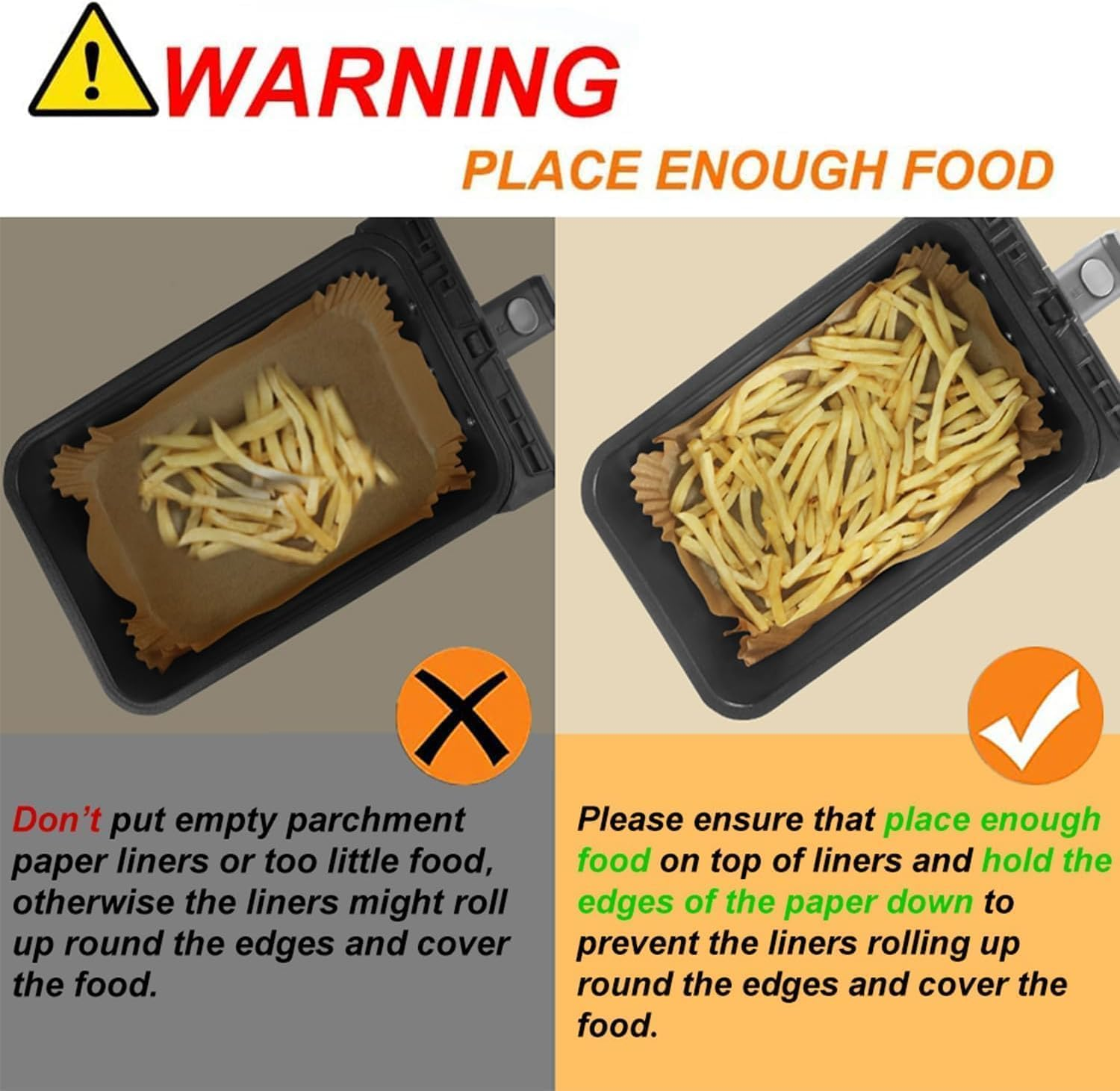 Pack of 120 Baking Paper for Tefal EY9018 5.2/3.1 L, Cecotec 5.5/3.5 L, Lakeland 5L/3L, Baking Paper for Hot Air Fryer Philips Dual Basket Airfryer 3000 Series, DMS, Cecotec, Air Fryer Accessories image number 5