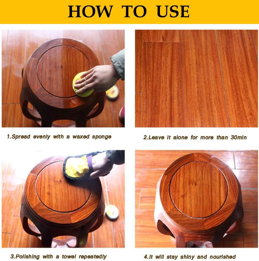 Wood Seasoning Beeswax Furniture Polish & Restoration Care Beeswax with Sponge, Suit for Woods & Furniture, Bamboo, Wooden Surfaces, Wood Polish Protection - 200G image number 2