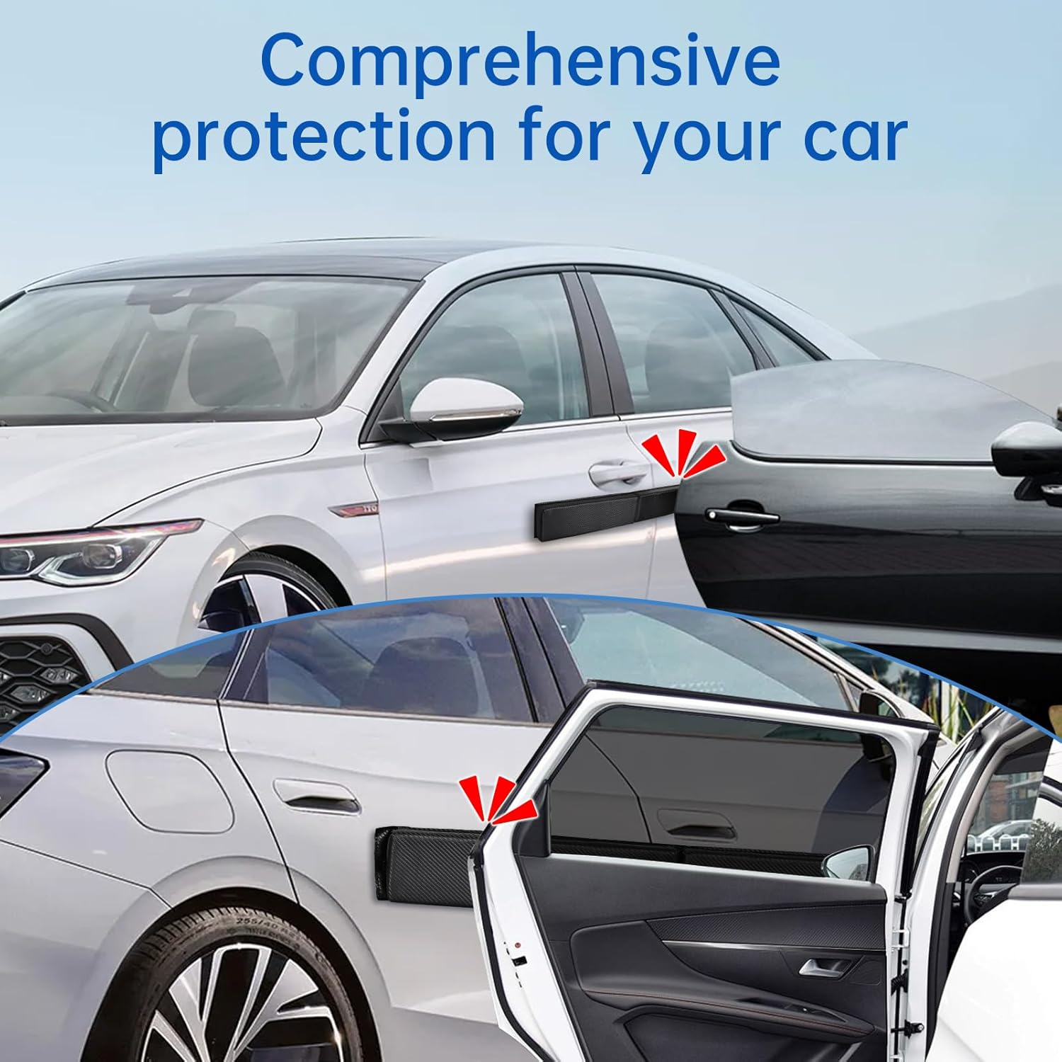 Magnetic Car Door Dent Protector for Non-Aluminum Door Frame Removable Soft Cushion Vinyl Carbon Fiber Embossed Prevent Scratches and Dent Damage (Black) image number 5