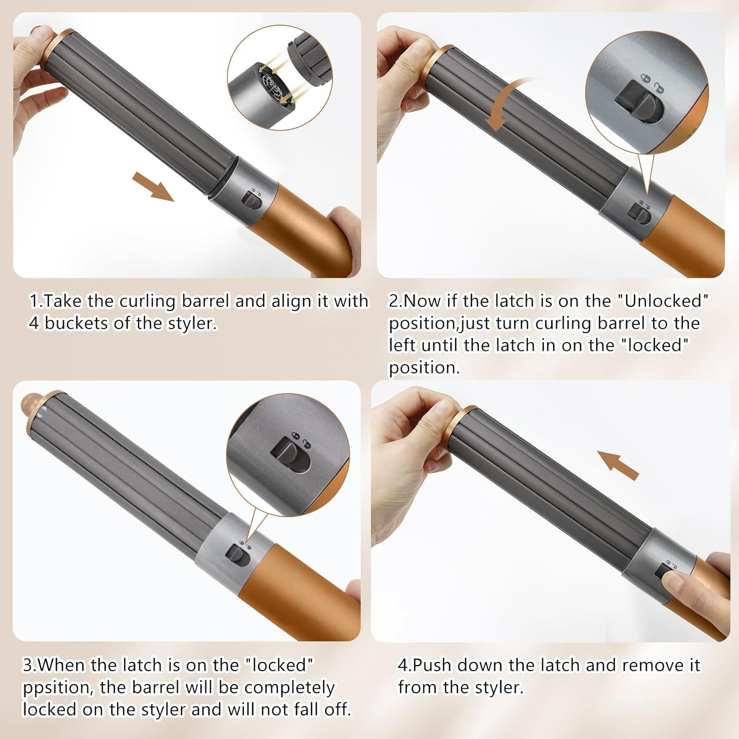 40Mm/1.6Inch Long Curling Barrels Attachments for Dyson Airwrap Styler, Hair Curl Barrels Replacement Parts,Gold image number 2