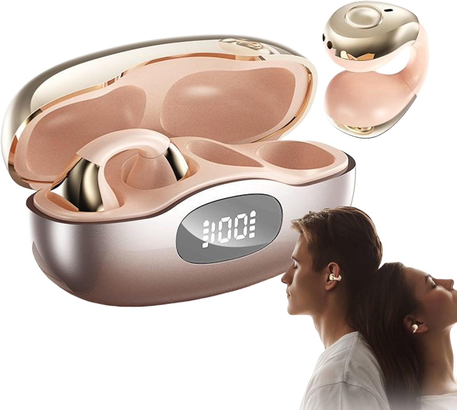 Open Ear Wireless Headphones | Wireless Earbuds Headphones | Comfortable Aesthetic Design Earphones for Gym Sport Workouts Running Outdoor Activities image number 1