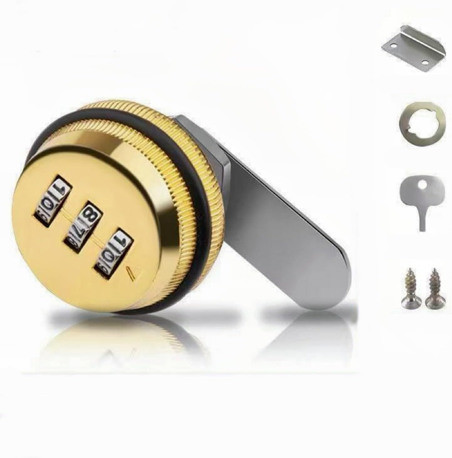 Combination Cam Lock Safety Lock, Password Lock, Used for the Security of Cabinets, Drawers, Mailbox Doors, and Furniture (1-1/8 Inches, Gold) image number 2