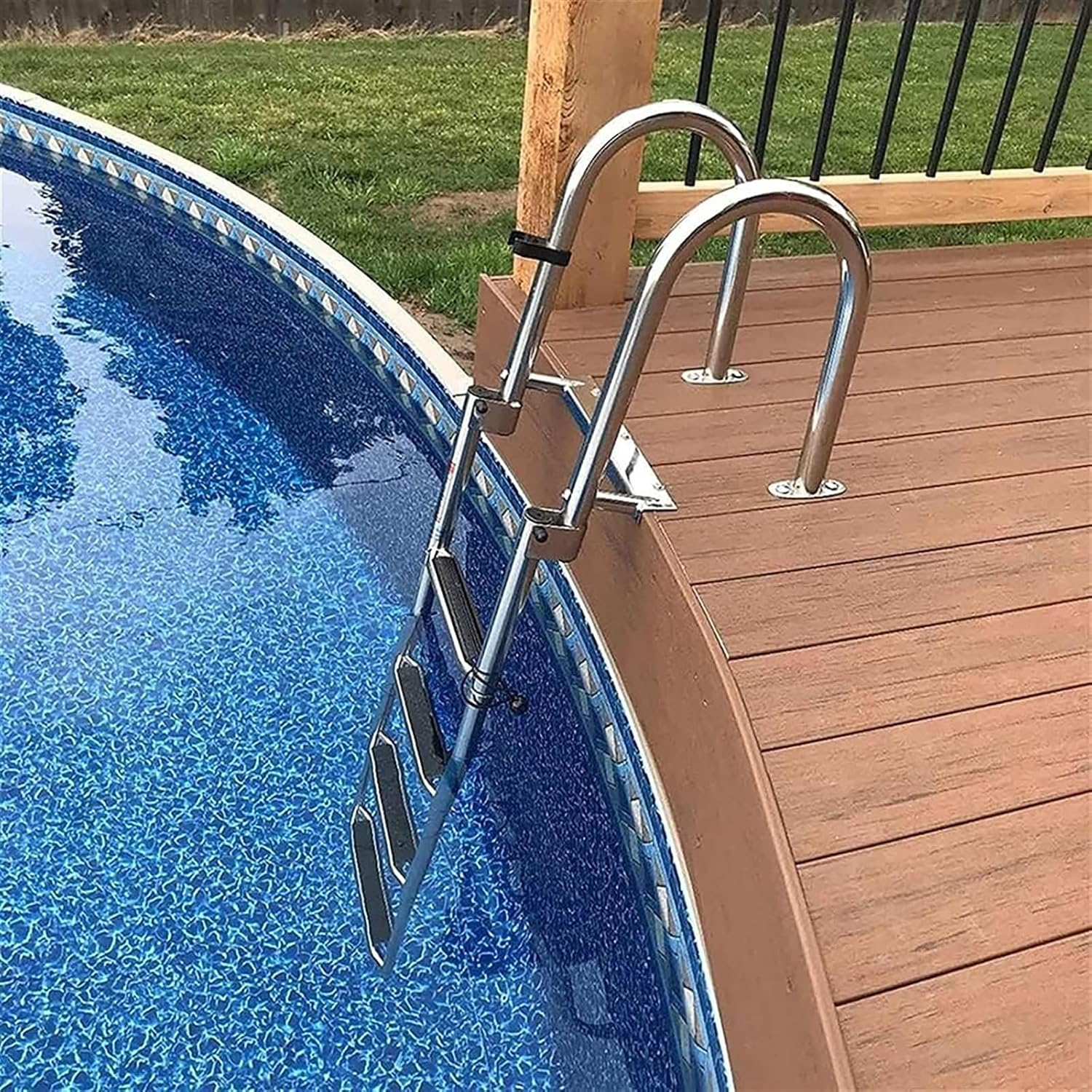 Stainless Steel Pool Ladder,Boat Pool Ladder 4 Steps Bathing for Swimming/Deck Boat,Folding Dock Boat Ladders 4 Step,Stainless Steel Pool Ladder with Wide Step & Handle image number 4