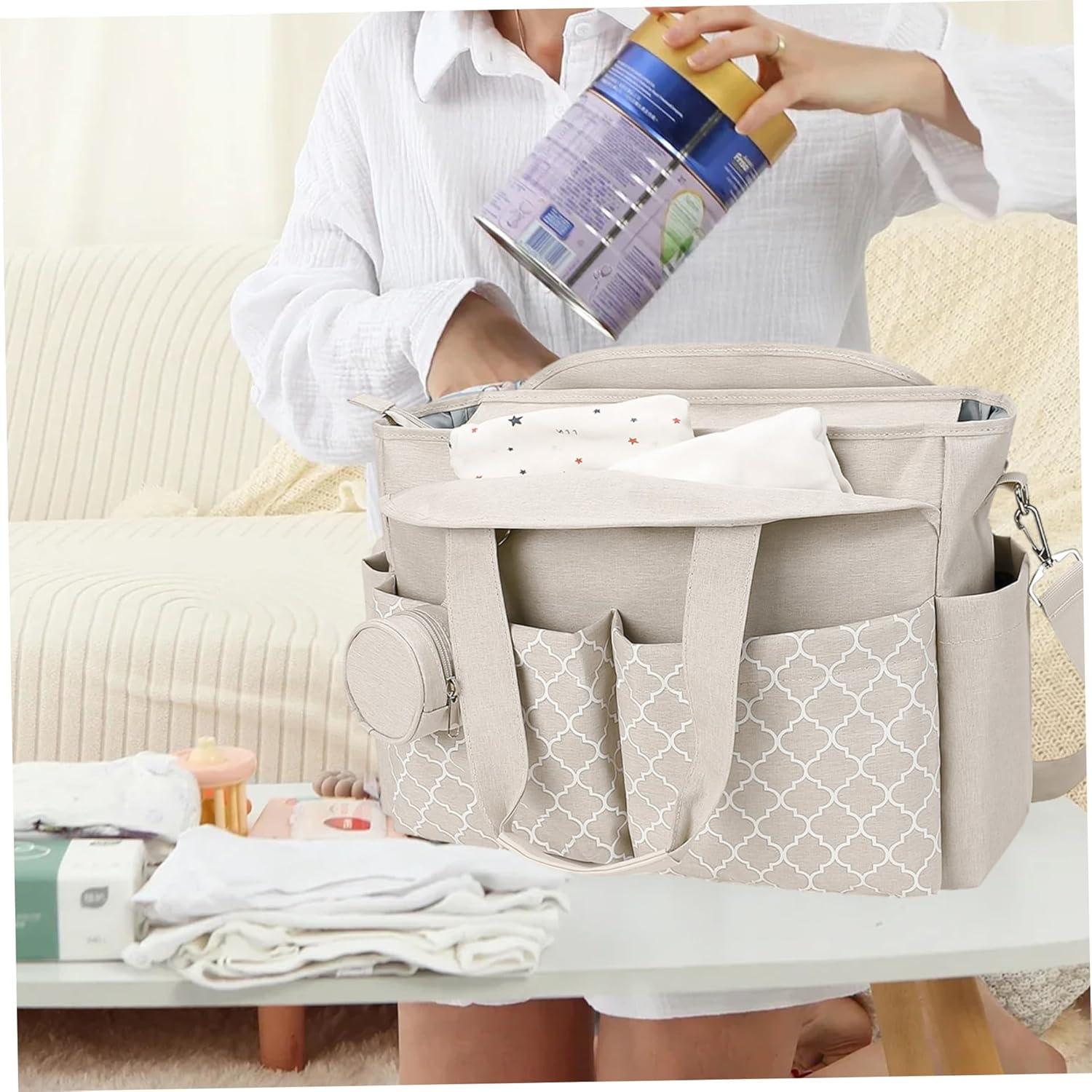 Diaper Bag Tote, 15.7Inch Baby Changing Bags with Multi-Pockets, Portable Waterproof Handle Bag, Baby Changing Bags for Mom image number 5