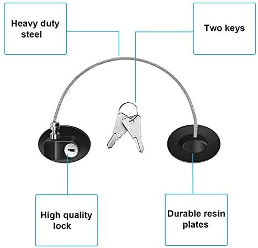 4 Pack Refrigerator Door Lock with Keys Adhesive Fridge Freezer Door Lock File Drawer Lock for Child Safety and Privacy, 2 Black and 2 White