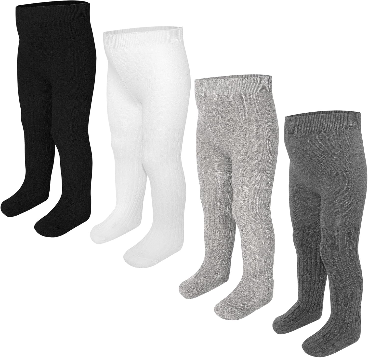 ZERULETS Baby Girls Boys Tights Cable Knit Girls Cotton Leggings Kids Thick Warm Pantyhonse Newborn Stockings 4 Pack for 6 Months-6 Years