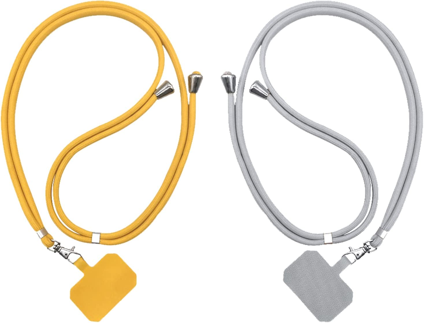 Universal Cell Phone Strap (2 Pack), Crossbody Phone Lanyards for Neck Adjustable Wrist Straps as Phone Grip Compatible with Most Phone Cases,Yellow Light Grey