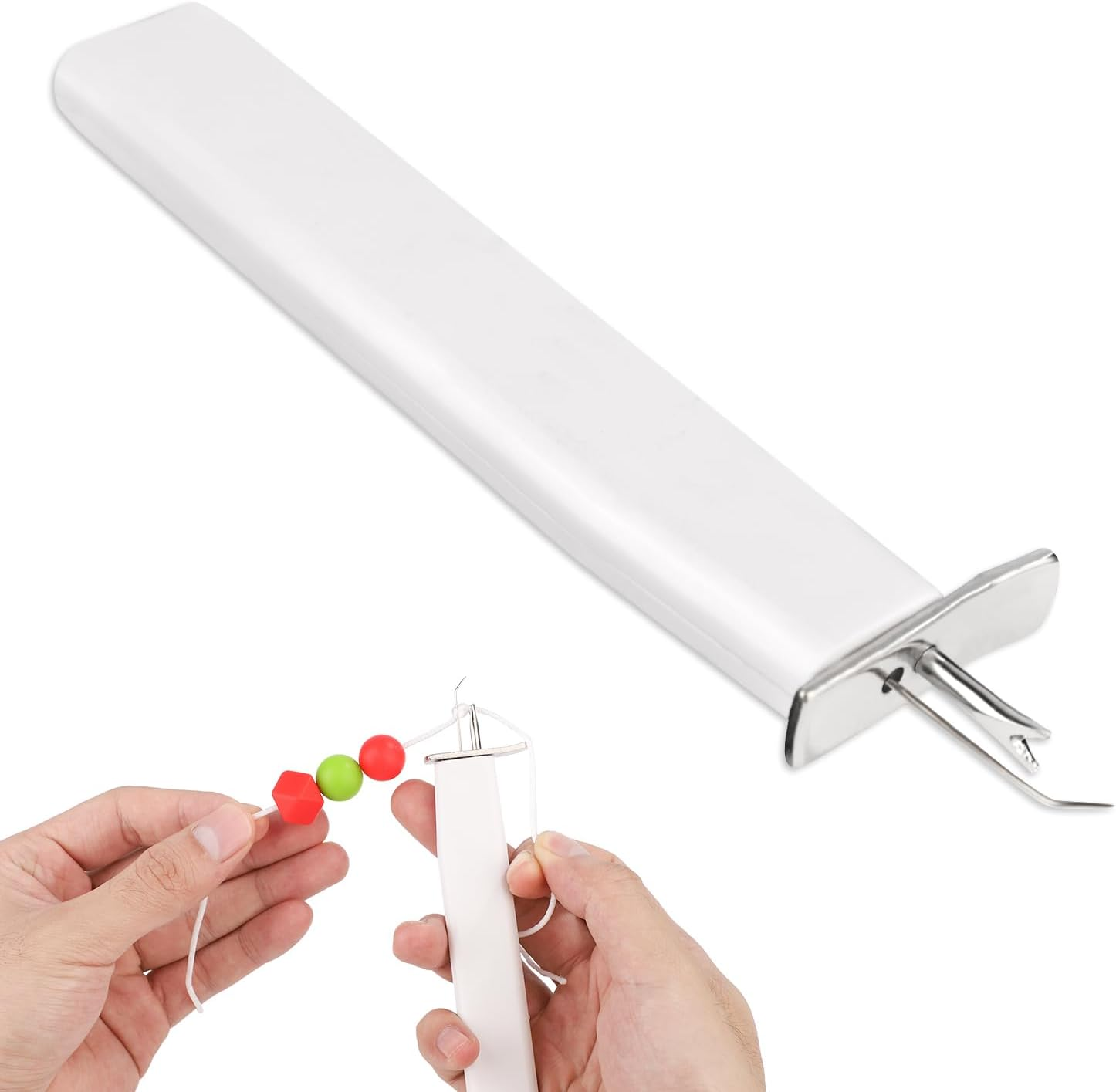 NQEUEPN Bead Knotting Tool, Bead String Knotting Tool for Jewelry Making Bead Knotter Tool for Safety Knots Beading Tool Supplies for Jewelry DIY Bracelet Necklace Pearl String (White)