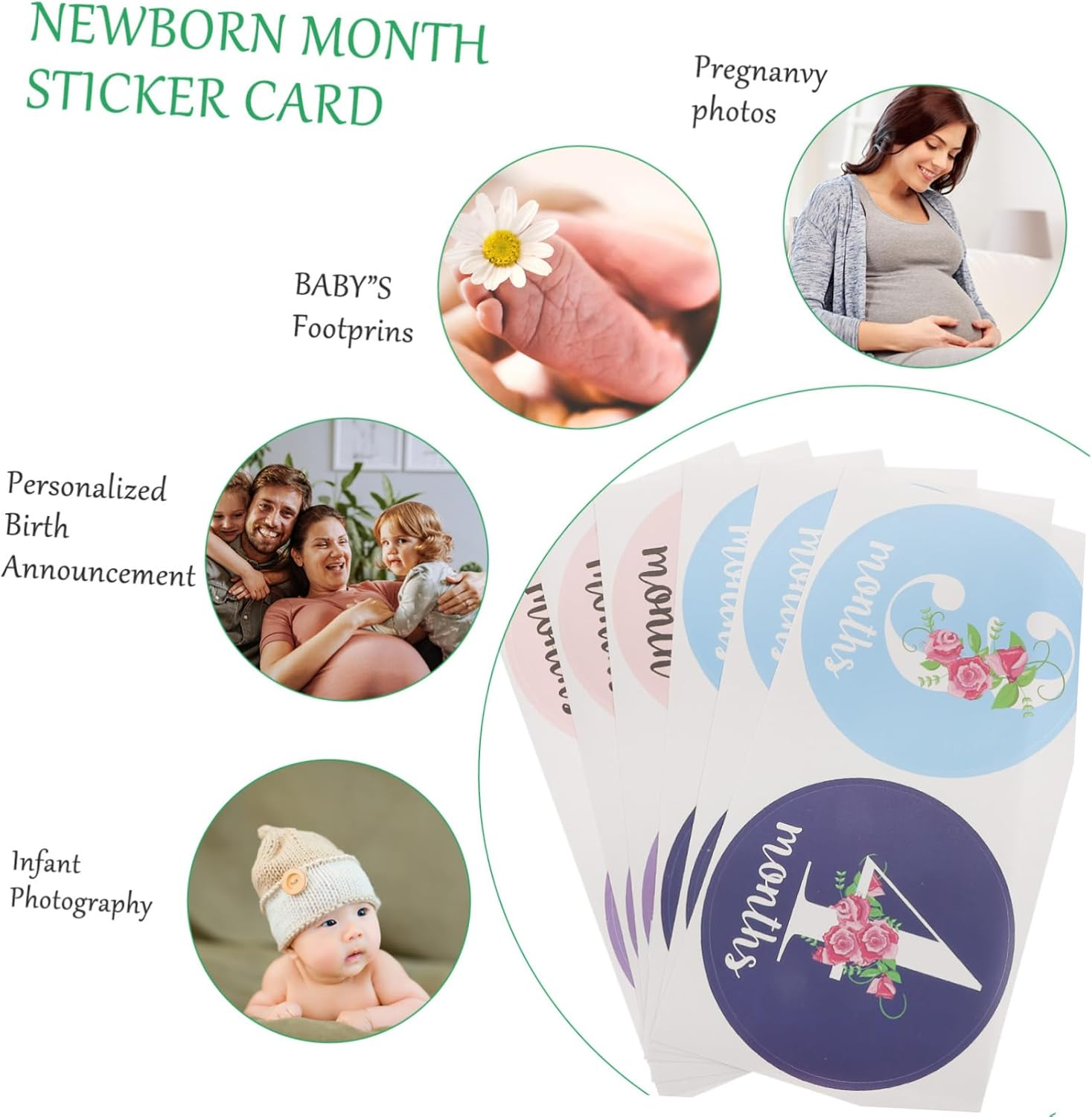 Baby Milestone Stickers Monthly Stickers for Newborns for Photo Props 12Pcs Set for Baby Monthly Scrapbook and Memory Keeping image number 5