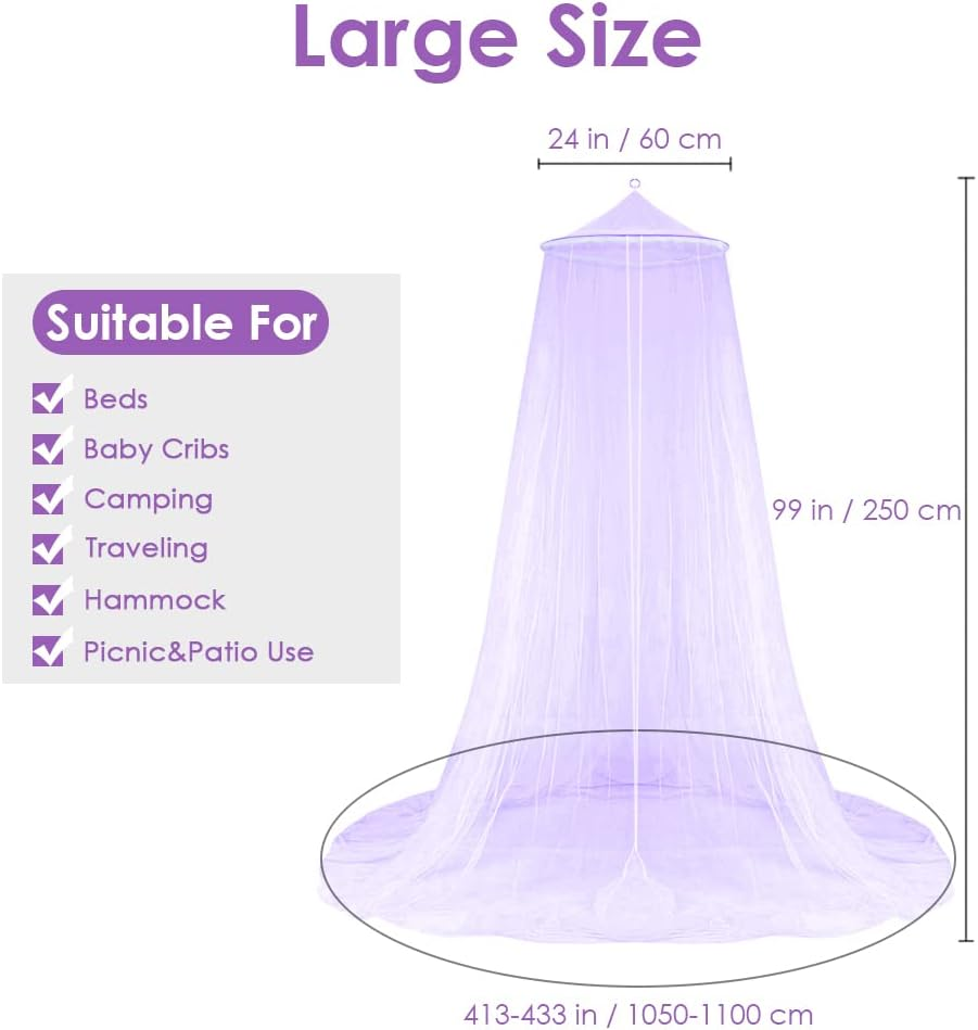 AUTOWT Bed Mosquito Netting, Mosquito Bed Net Dome Mosquito Mesh Net Universal for Single to King Size Hammocks Cribs Indoor Outdoor Insect Protection for Adult Kid Baby image number 3