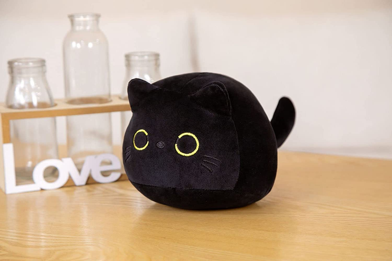21.65" Black Cat Plush Toy Black Cat Pillow,Soft Plush Doll Cat Plushie,Stuffed Animal Soft Plush Pillow Baby Plush Toys Cat Shape Design Sofa Pillow Decoration Doll image number 6