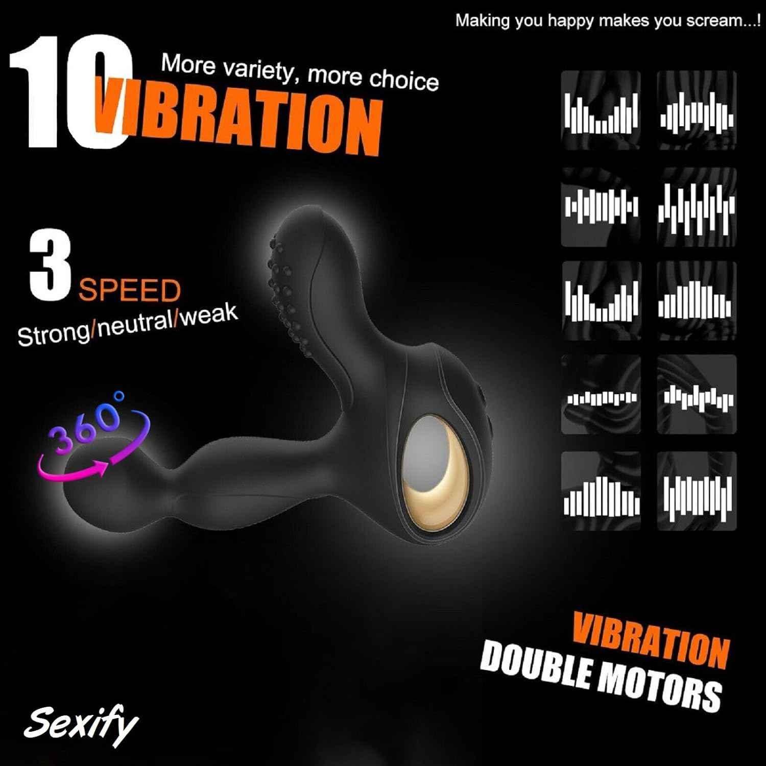 360&deg; Rotating Vibrating Anal Plug, G-Spot Anal Butt Plug Dildo Sex Toy for Men Vibrator Stimulator with Powerful Modes, Prostate Massager Anal Vibrator Remote Control Adult Sex Toys image number 5