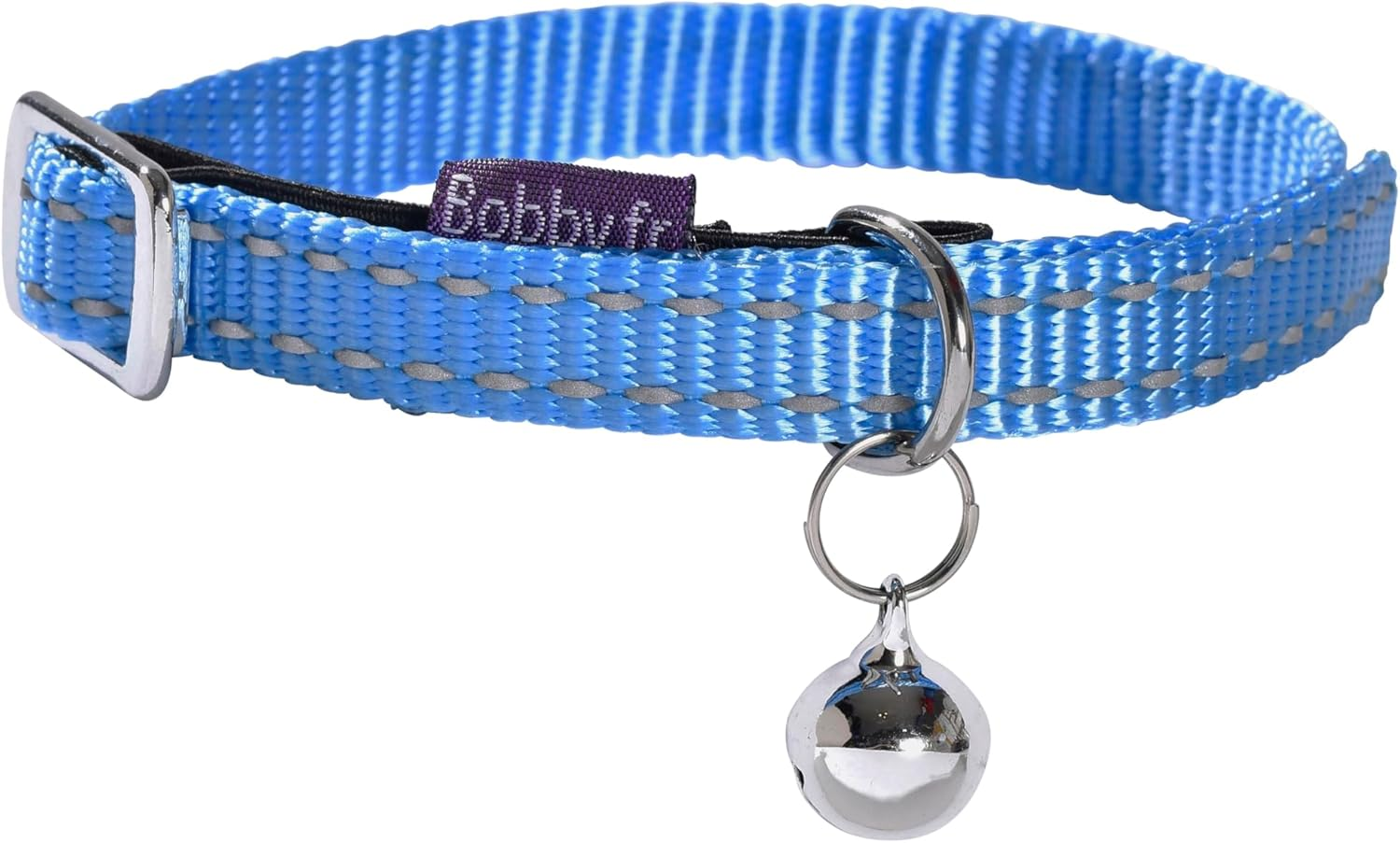 Bobby Safe - Coloured Nylon Cat Collar - Durable, Choking Resistant, Reflective, Adjustable, Blue - 30 X 1 Cm image number 1