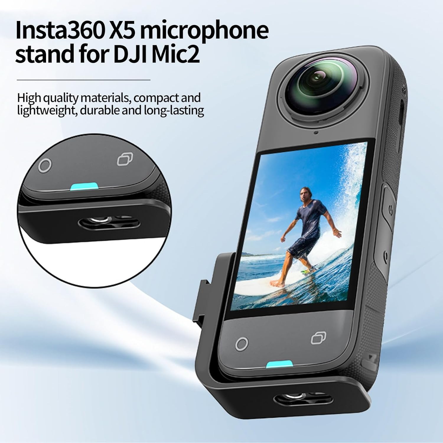 XBERSTAR Mic Cold Shoe Mount for 360 X5 Invisible Mic Bracket Compatible with DJI MIC2 External Adapter Microphone Holder image number 1